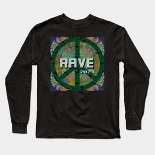 Peace sign with green flower of life - Rave 2023 Long Sleeve T-Shirt